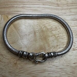 Sterling Silver‎ Snake Chain Bracelet Hook Clasp Chunky Bangle